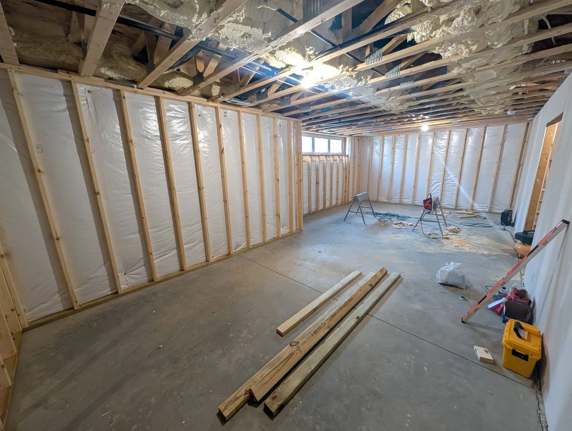 Basement framed and ready for drywall