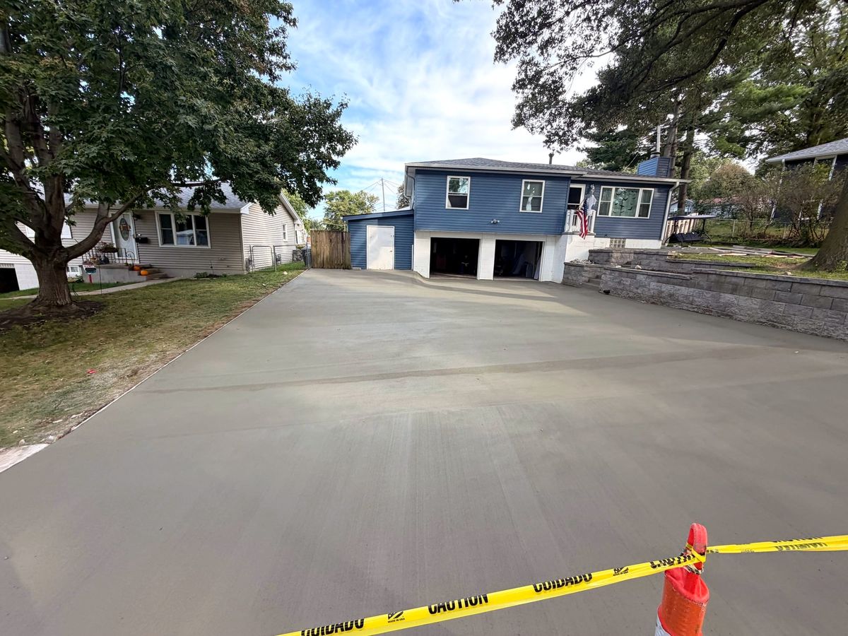 The same driveway with new concrete poured and finished