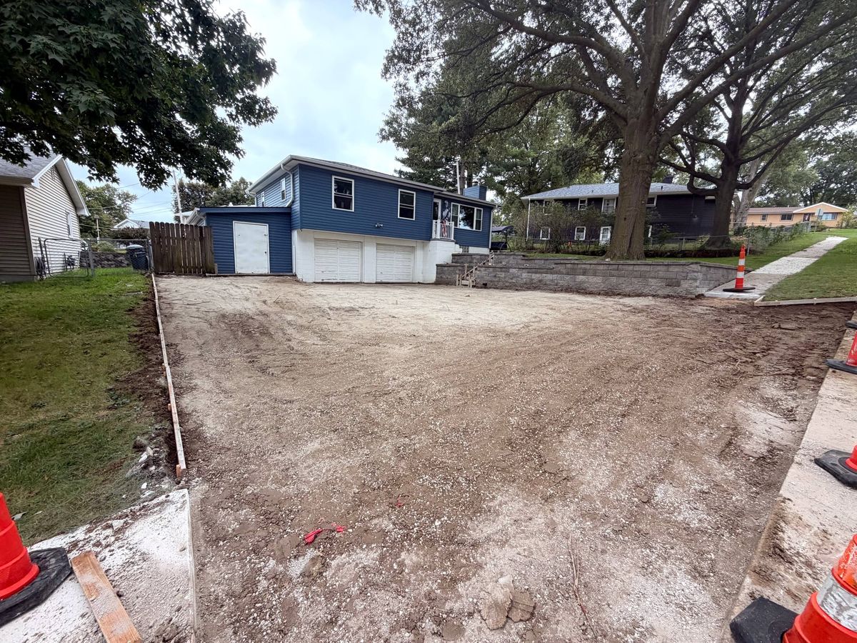 Driveway dug out and formed, ready for new concrete